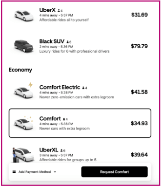 Uber usability example