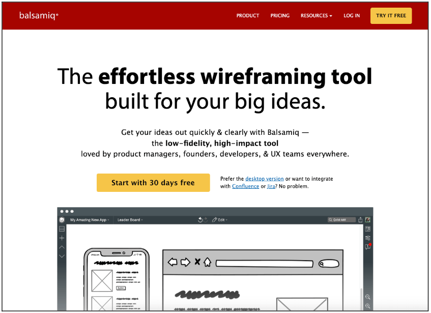 Balsamiq cloud homepage