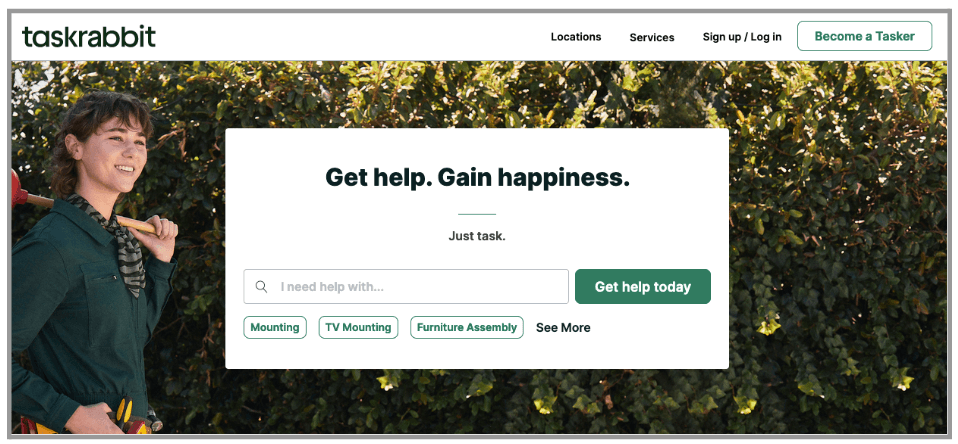 Screenshot of the Task Rabbit website homepage