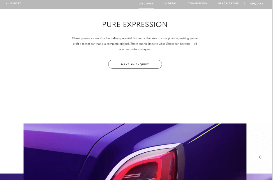 Screenshot of the Rolls Royce website