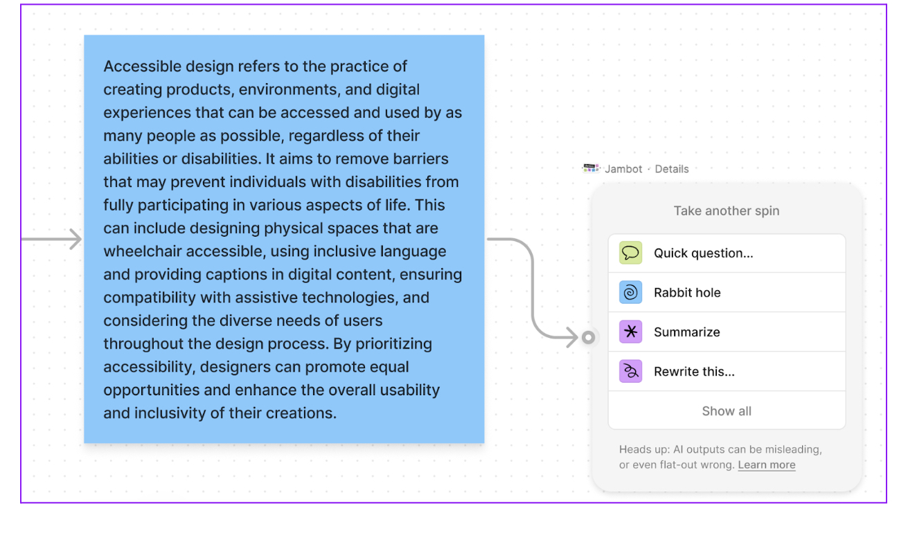 Screenshot of new sticky note explaining the concept you want to explore