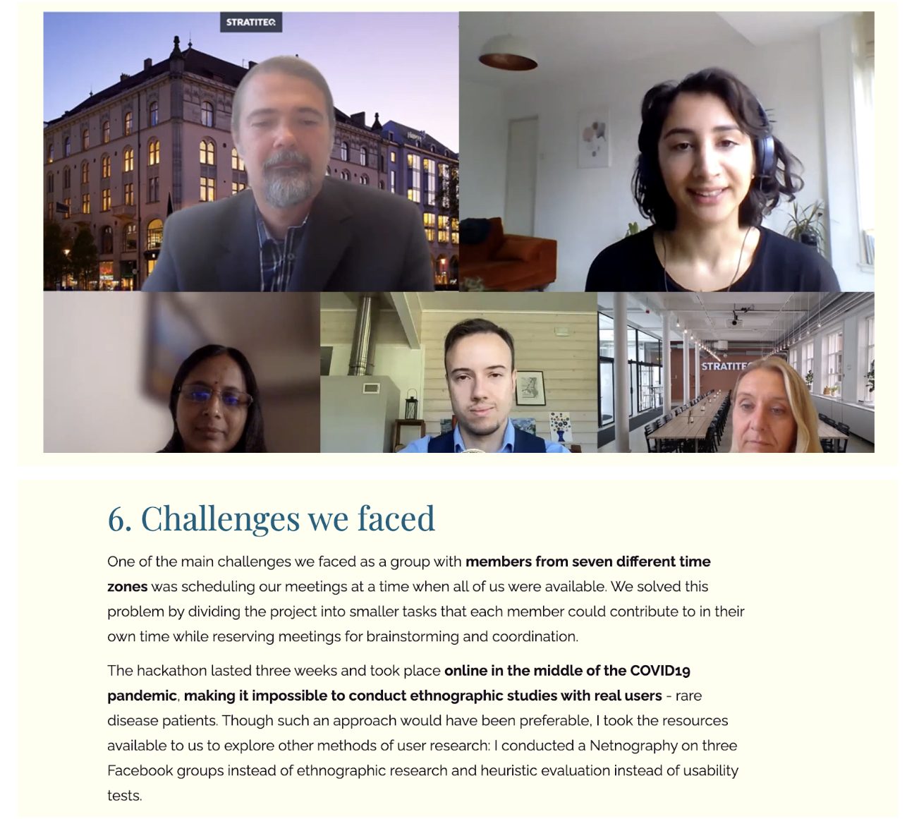 Screenshot of the “challenges faced” section of research for CaReD app