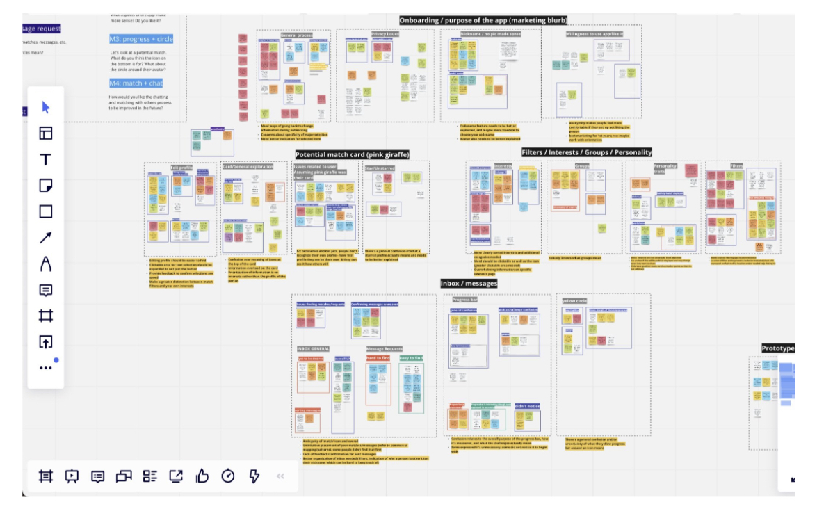 Screenshot from the project planning of POP app