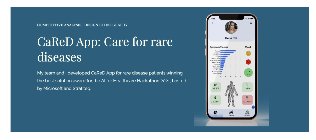 Screenshot of CaReD app researching 