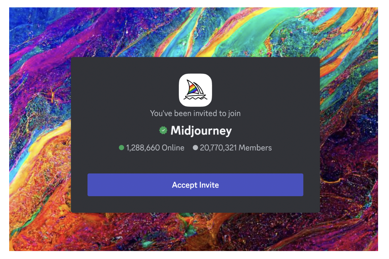 Screenshot of Accept Invite page on Midjourney 