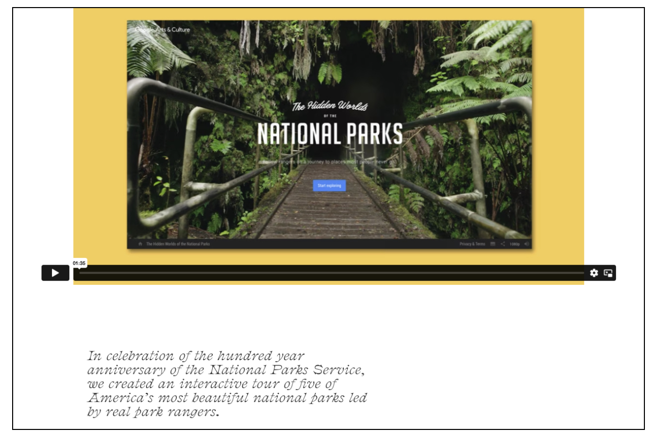 Screenshot of National parks project brief