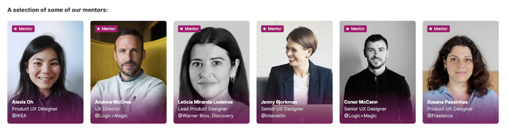 screenshot of ux design mentors