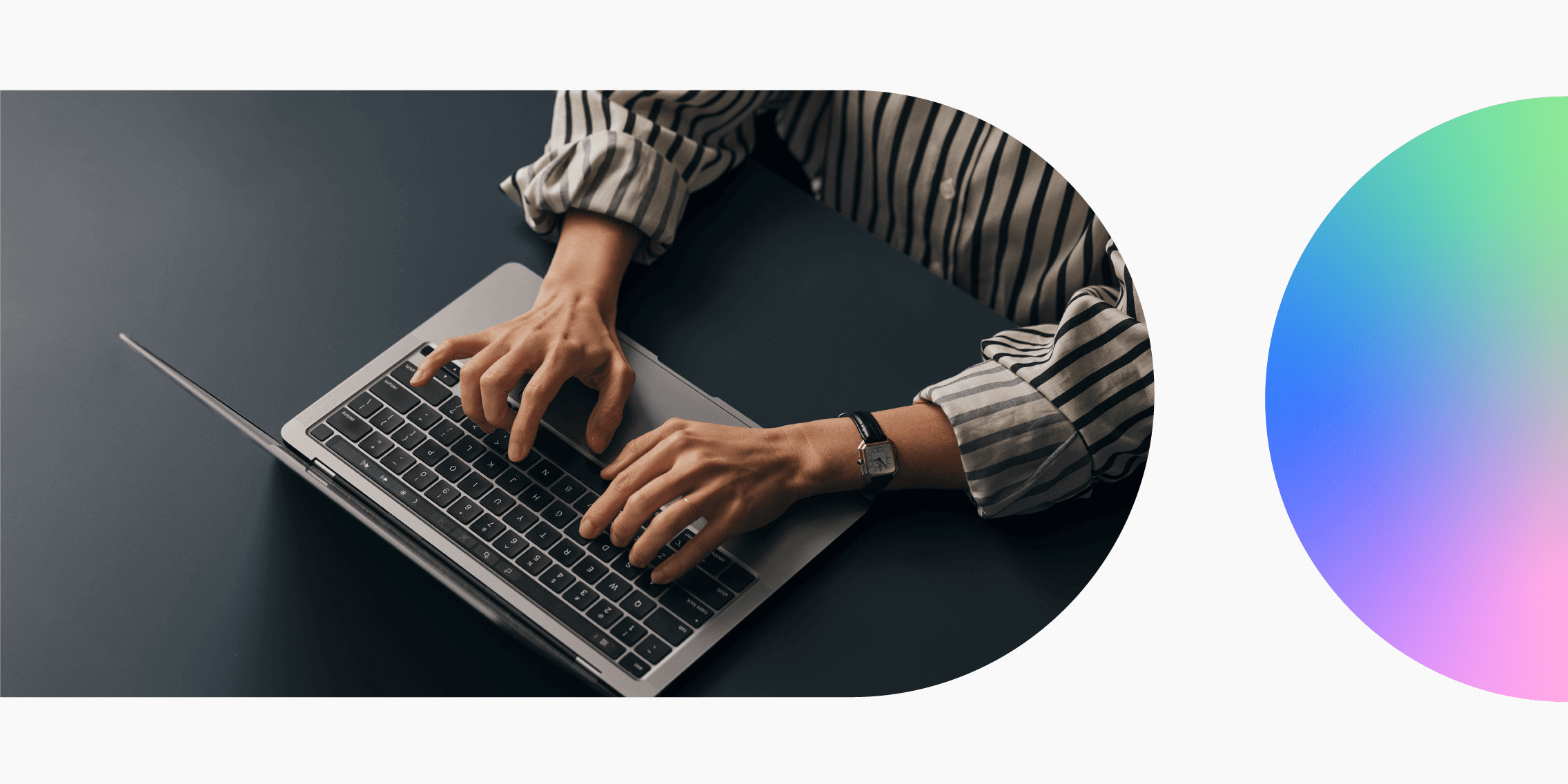 a person typing on a laptop. Featured image for the blog article.