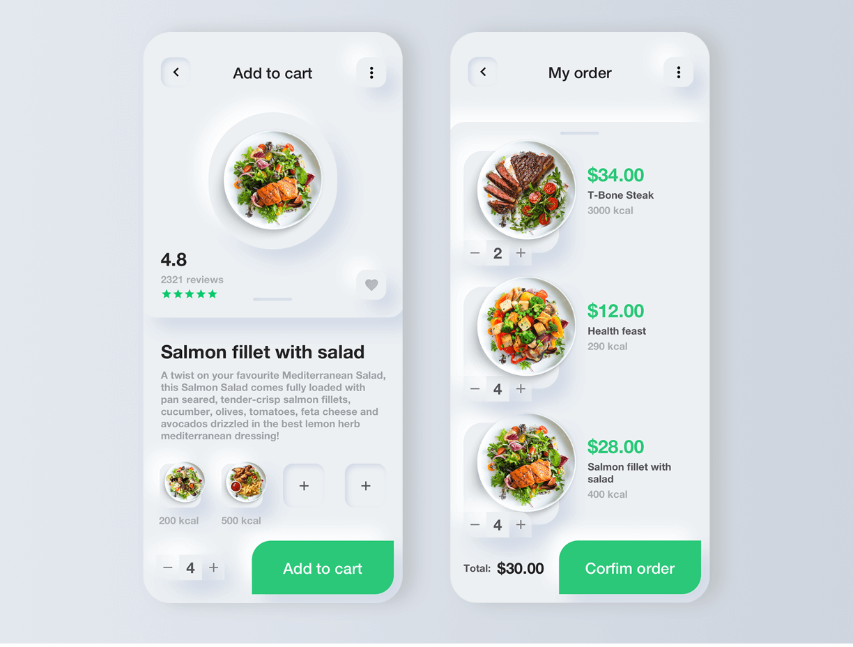 screenshot of a food delivery app UI