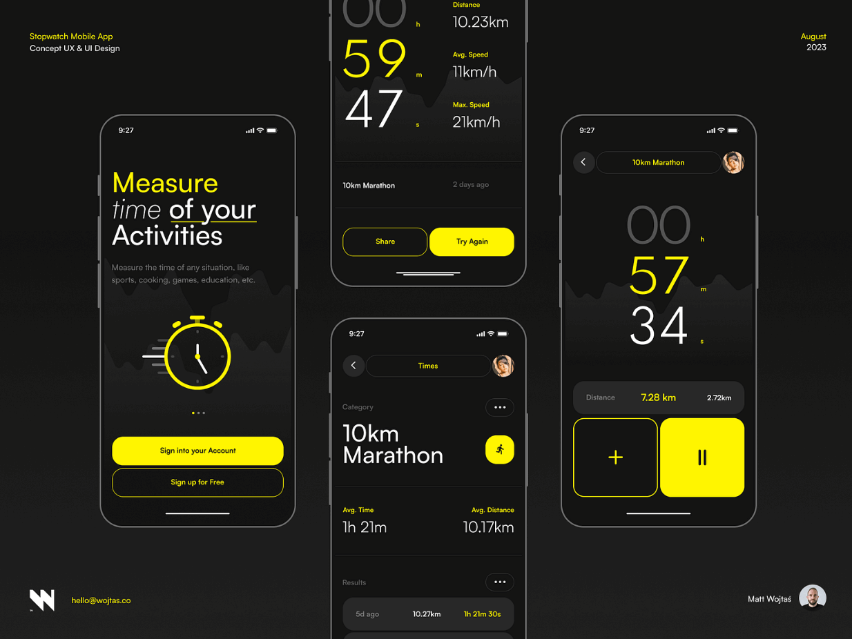 A stopwatch mobile app concept.