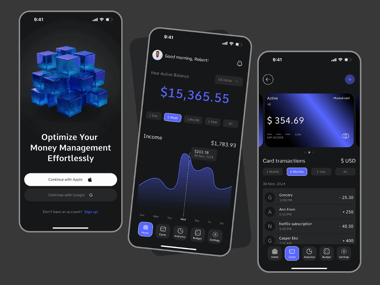 A financial management app concept.